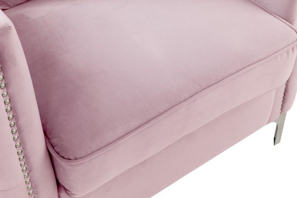 Bayberry 53"W Pink Velvet Loveseat with 2 Pillows - Image 3