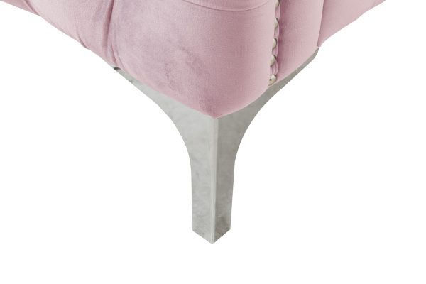 Bayberry 53"W Pink Velvet Loveseat with 2 Pillows - Image 6