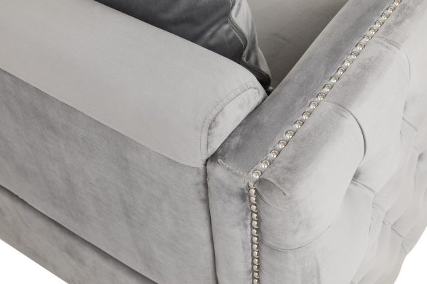 Bayberry 34"W Gray Velvet Chair with 1 Pillow - Image 3