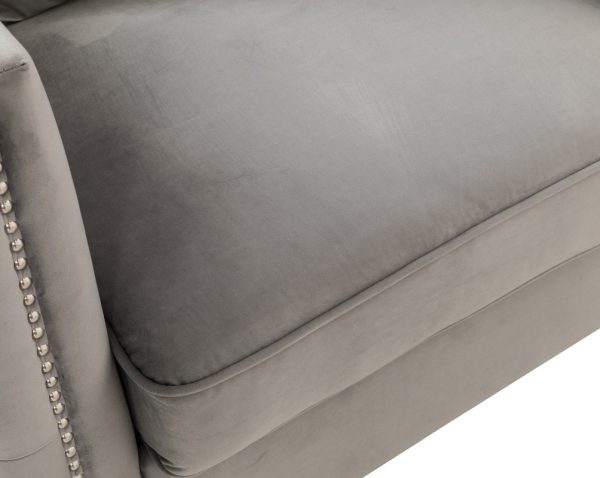 Bayberry 53"W Gray Velvet Loveseat with 2 Pillows - Image 10