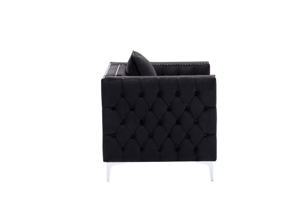 Lorreto 40"W Black Velvet Chair - Image 2