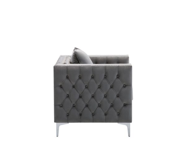 Lorreto 40"W Gray Velvet Chair - Image 2