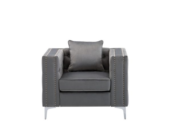 Lorreto 40"W Gray Velvet Chair - Image 4