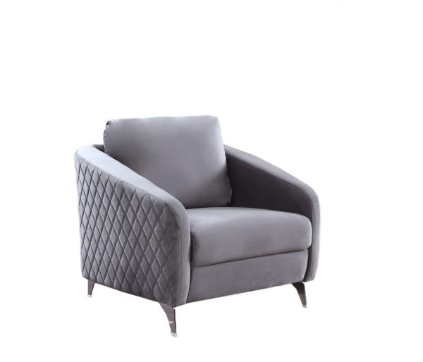 Sofia 36"W Gray Velvet Modern Chic Accent Armchair - Image 5
