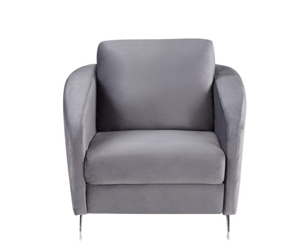 Sofia 36"W Gray Velvet Modern Chic Accent Armchair - Image 4