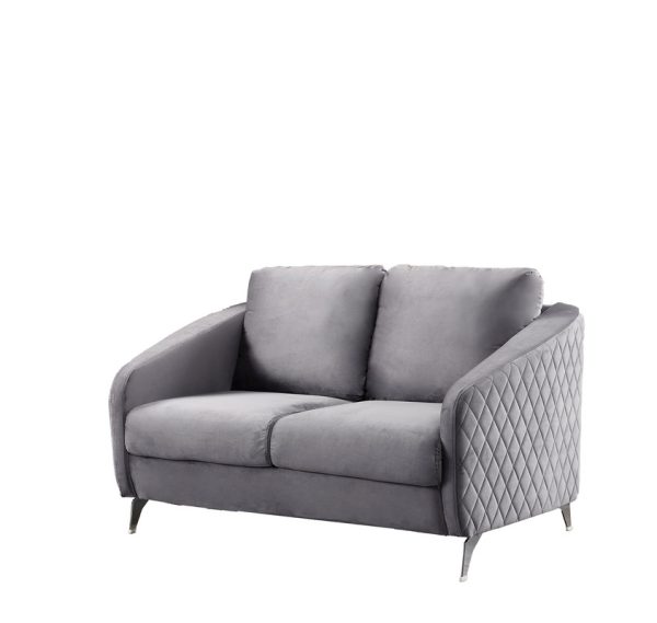 Sofia 55"W Gray Velvet Modern Chic Loveseat Couch - Image 4