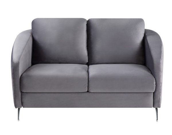 Sofia 55"W Gray Velvet Modern Chic Loveseat Couch - Image 3