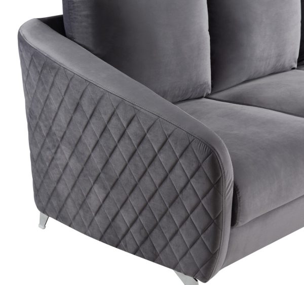 Sofia 55"W Gray Velvet Modern Chic Loveseat Couch - Image 2