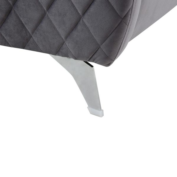 Sofia 55"W Gray Velvet Modern Chic Loveseat Couch - Image 6
