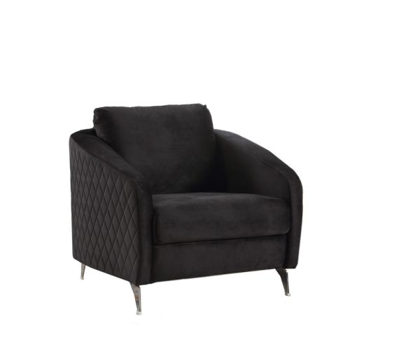 Sofia 36"W Black Velvet Modern Chic Accent Armchair - Image 3