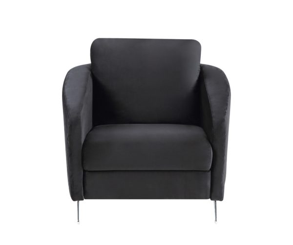 Sofia 36"W Black Velvet Modern Chic Accent Armchair - Image 2