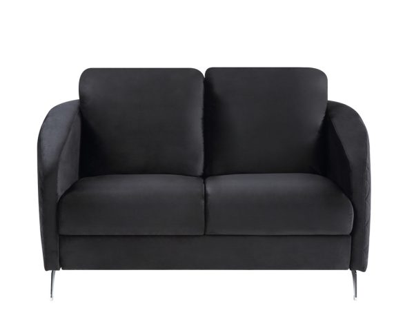 Sofia 55"W Black Velvet Modern Chic Loveseat Couch - Image 3
