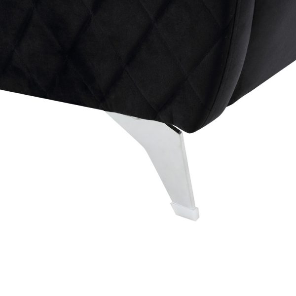 Sofia 55"W Black Velvet Modern Chic Loveseat Couch - Image 6
