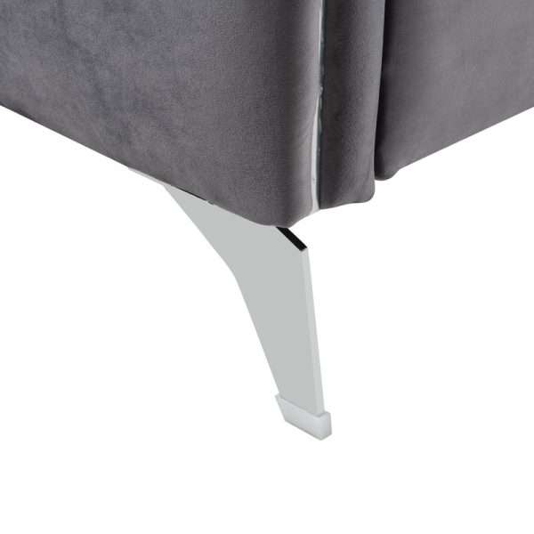 Hathaway 54"W Gray Velvet Modern Chic Loveseat Couch - Image 5