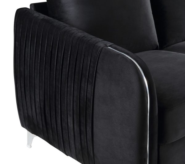 Hathaway 32"W Black Velvet Modern Chic Accent Armchair - Image 2