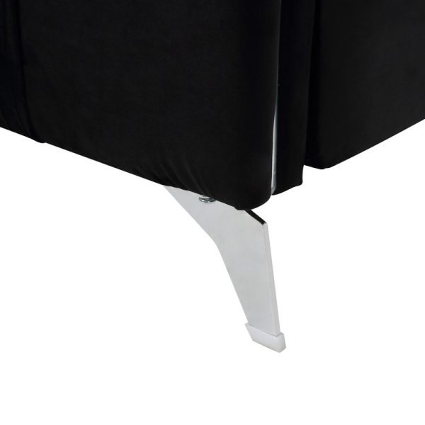 Hathaway 32"W Black Velvet Modern Chic Accent Armchair - Image 6