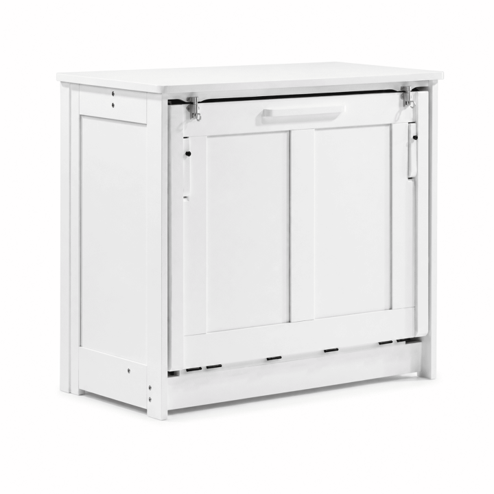 Night & Day Furniture Orion Twin Murphy Cabinet Bed with Solid Foam Mattress, Freestanding Fold-Out Space-Saving Sleeper, Modern White Finish