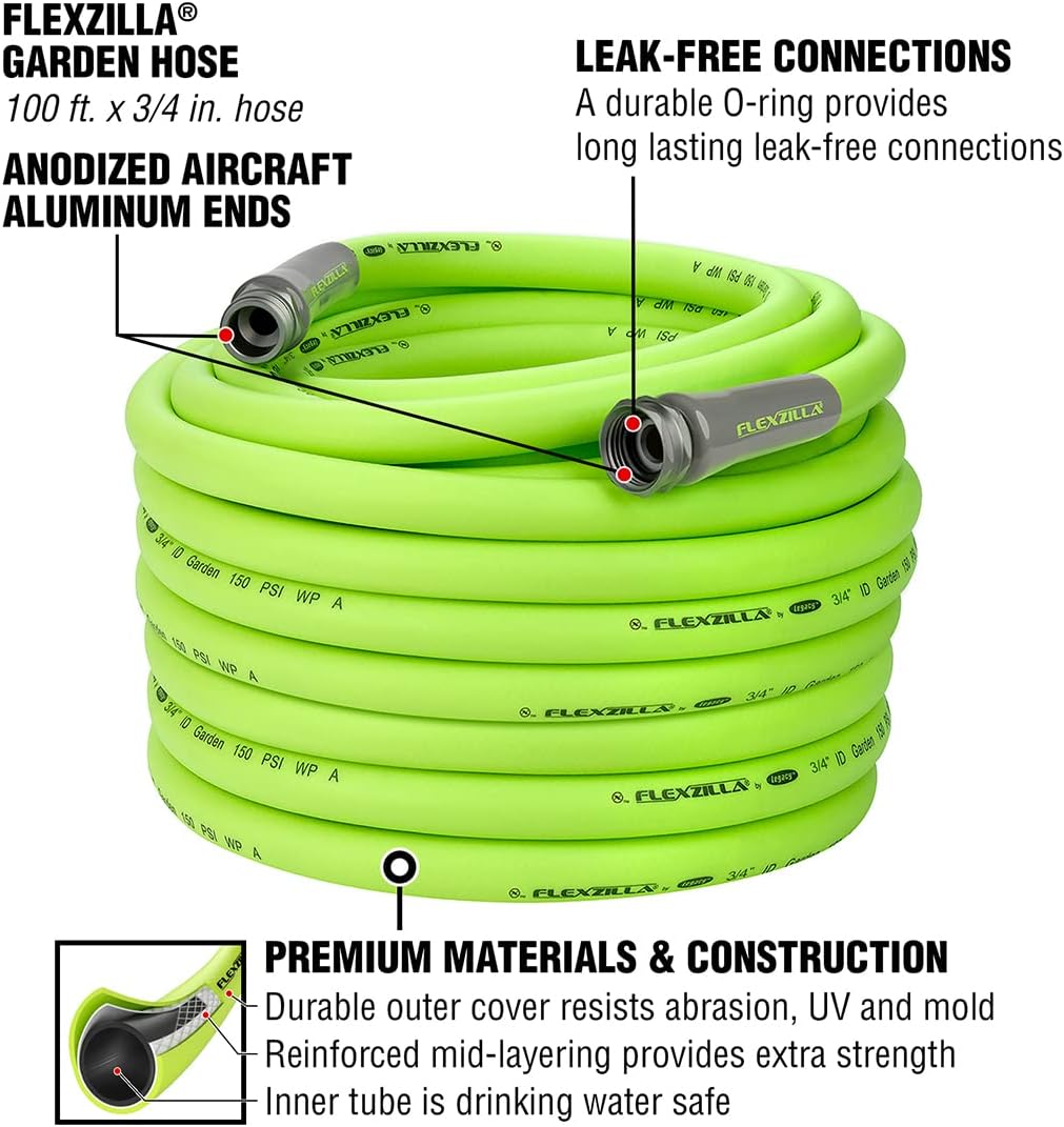 Flexzilla Garden Hose 3/4 in. x 100 ft., Lightweight All-Weather Water Hose, Durable and Flexible, Leak-Free Connections - Image 8