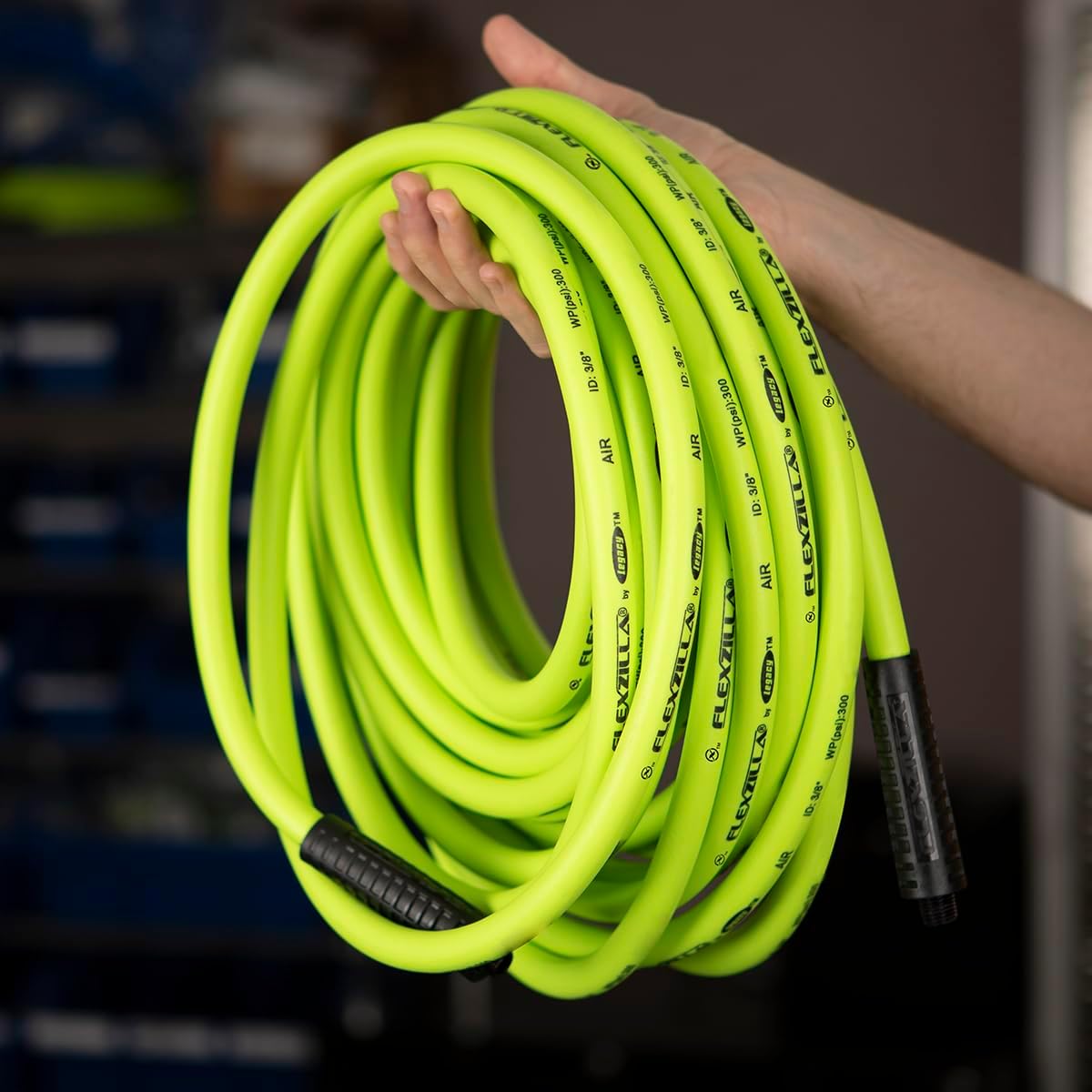 Flexzilla Air Hose, 3/8 in. x 35 ft., 1/4 in. MNPT Fittings, Heavy Duty, Lightweight, Hybrid, ZillaGreen - HFZ3835YW2 - Image 9