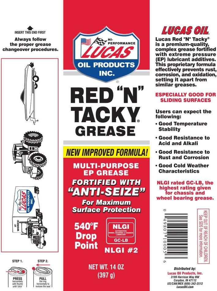 Lucas Oil 10005 Red 'N' Tacky Grease - 14 Ounce - Image 6