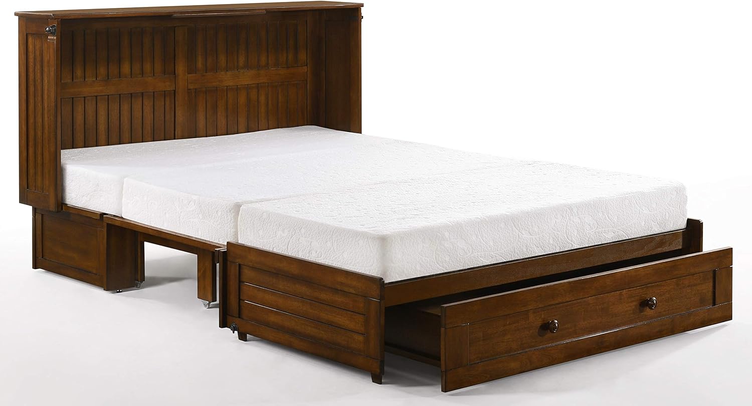 Night & Day Furniture Daisy Queen Murphy Cabinet Bed with 6" Gel Memory Foam Mattress, Solid Hardwood, Space-Saving Fold-Out Design, Built-In Power/USB, Black Walnut - Image 2