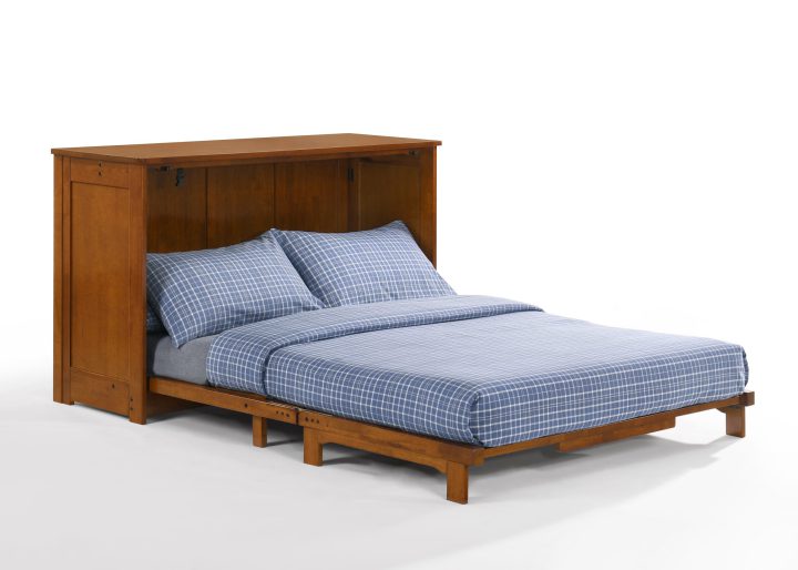 Night & Day Furniture Orion Full-Size Murphy Cabinet Bed with Solid Foam Mattress, Space-Saving Fold-Out Design, No Wall Mount Needed – Cherry Finish