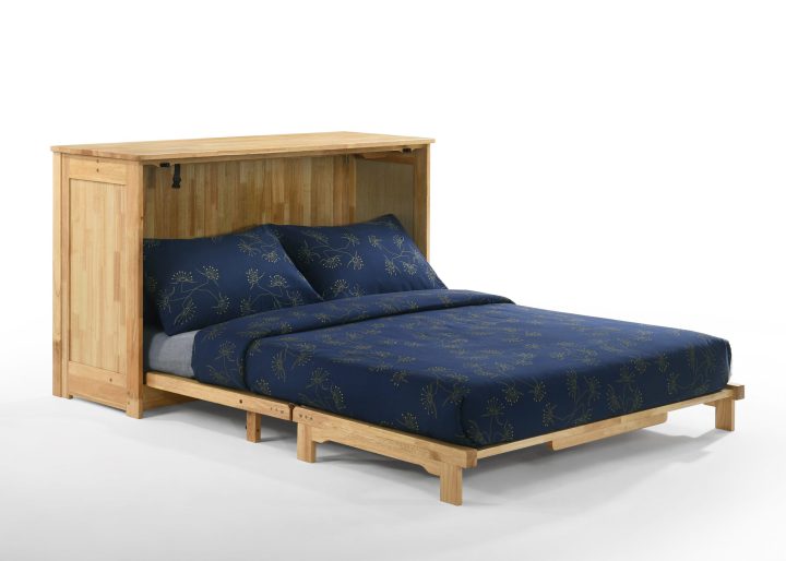 Night & Day Furniture Orion Full-Size Murphy Cabinet Bed with Solid Foam Mattress, Freestanding Fold-Out Design – Natural Finish