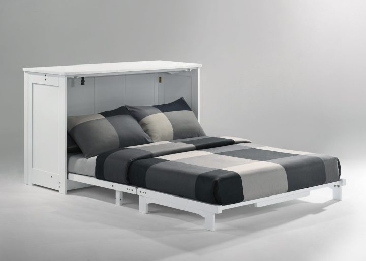 Night & Day Furniture Orion Full-Size Murphy Cabinet Bed with Solid Foam Mattress, Freestanding Space-Saving Fold-Out Design – White Finish