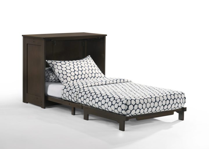 Night & Day Furniture Orion Twin Murphy Cabinet Bed with Solid Foam Mattress, Space-Saving Freestanding Design – Chocolate Finish