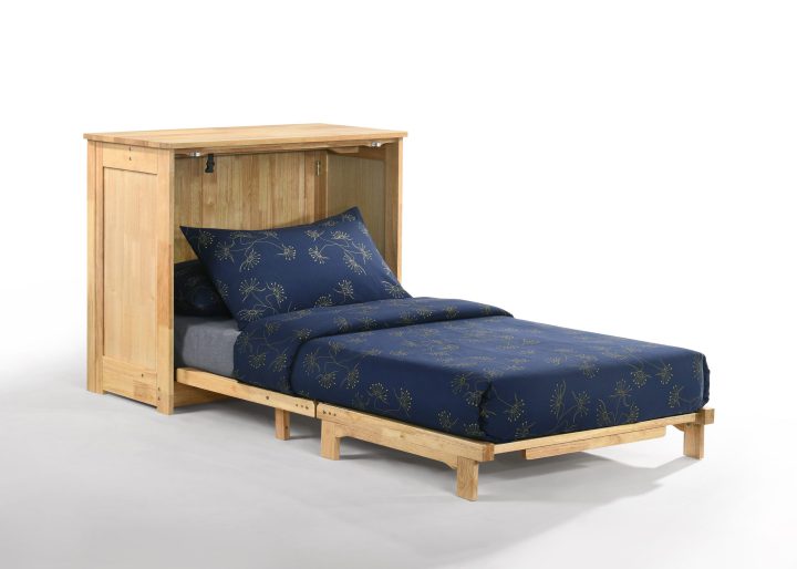 Night & Day Furniture Orion Twin Murphy Cabinet Bed with Solid Foam Mattress, Easy Pull-Out Freestanding Cabinet – Natural Finish