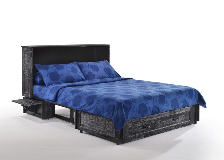 Night & Day Furniture Poppy Murphy Cabinet Bed – Blizzard – Queen Gel Memory Foam, Built-In USB/Power Ports, Modern Space-Saving Guest Bed