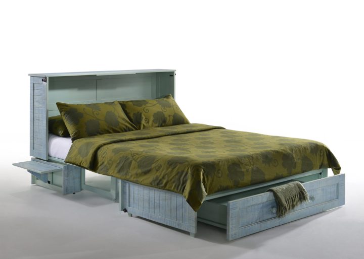 Night & Day Furniture Poppy Murphy Cabinet Bed – Skye – Queen Gel Memory Foam, Built-In USB/Outlet Ports, Quick Convert Guest Bed