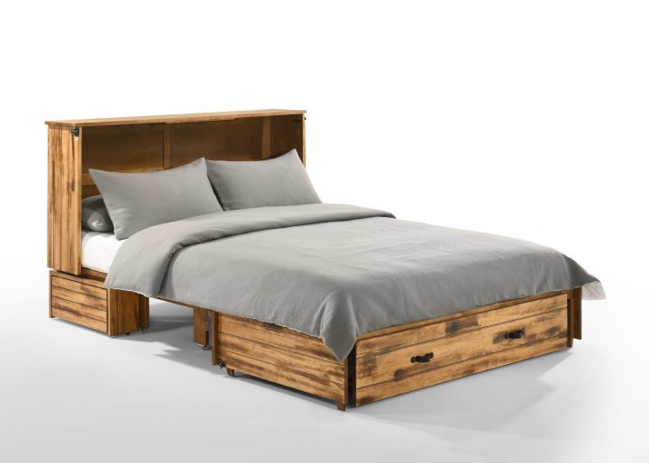 Night & Day Furniture Ranchero Murphy Cabinet Bed Queen in Bakar Finish with Gel Memory Foam Mattress | Space-Saver Cabinet Bed | Built-In USB & Outlets | Rapid Conversion | 10-Year Warranty