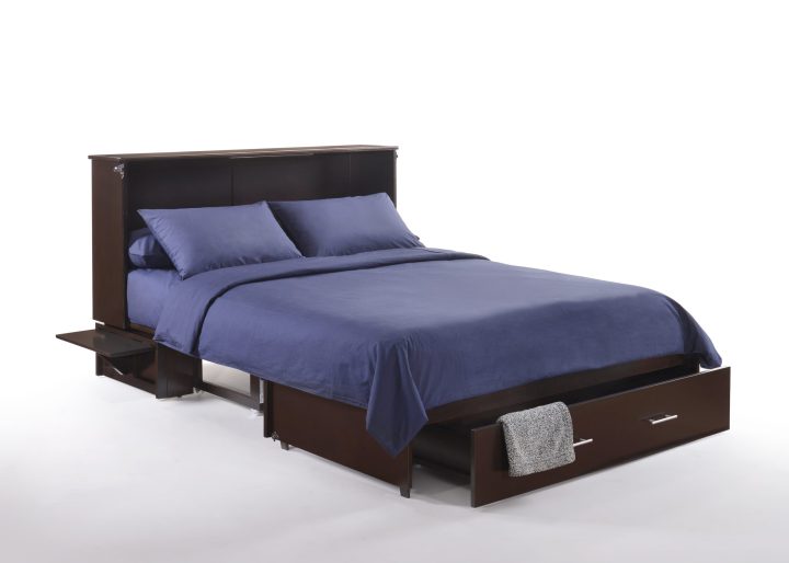 Night & Day Furniture Sagebrush Murphy Cabinet Bed Queen in Chocolate Finish with Gel Memory Foam Mattress | Space-Saving Credenza Bed | Built-In USB & Power Outlets | Easy Fold-Out Design | 10-Year Warranty