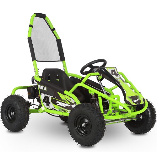 MotoTec Mud Kids Gas Powered 98cc Go Kart Full Suspension Green