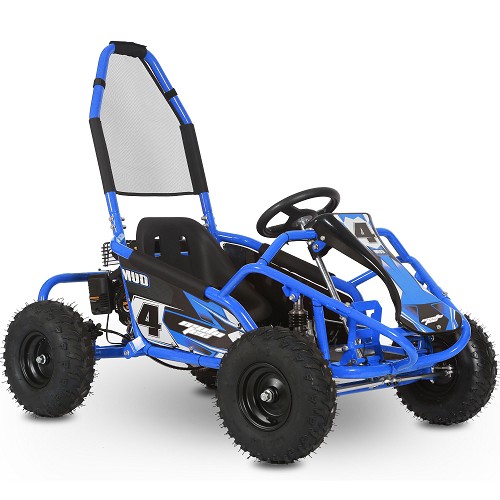 MotoTec Mud Kids Gas Powered 98cc Go Kart Full Suspension Blue