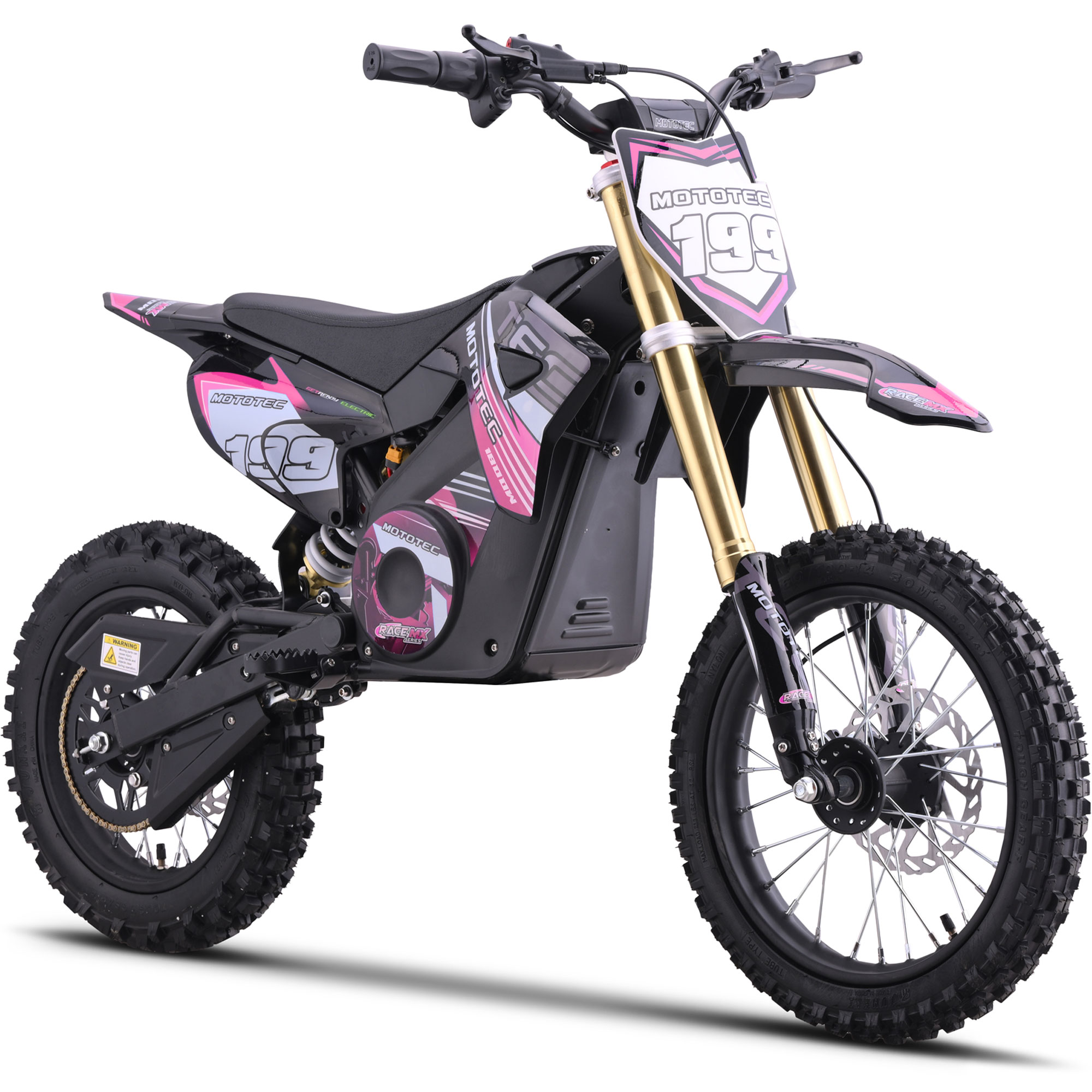 MotoTec 48v 1800w Pro Electric Dirt Bike Lithium Pink