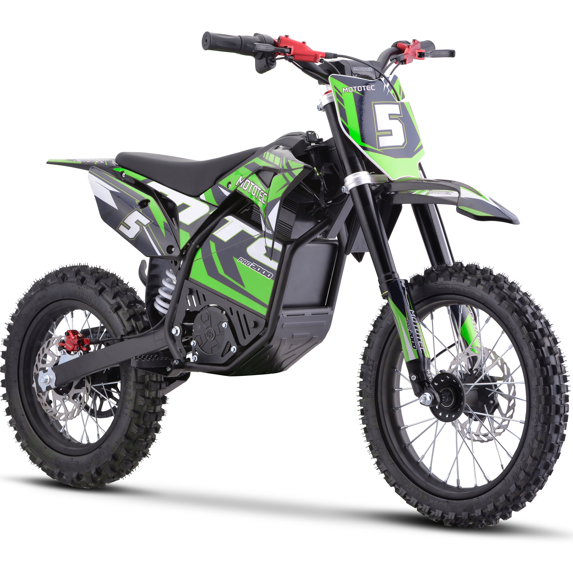MotoTec 60v 2000w Pro Electric Dirt Bike Lithium Green